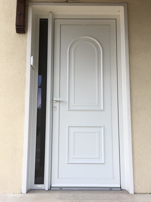 Porte d'entrée tiercée Soleal panneau Pavera coloris blanc